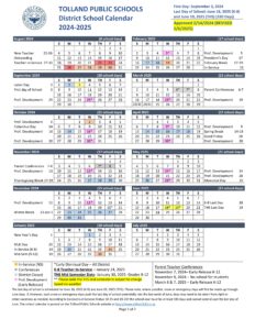 Tolland County ct schools Calendar 24-25