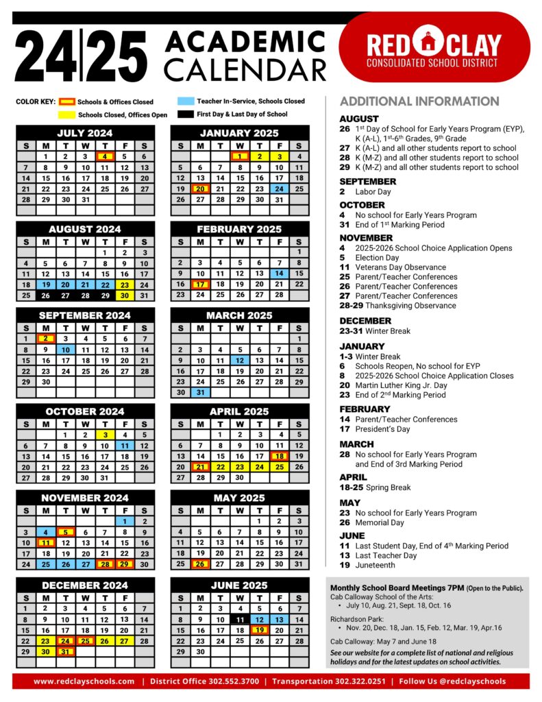 red clay schools calendar 24-25