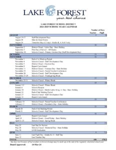 lake forest school district de calendar 24-25