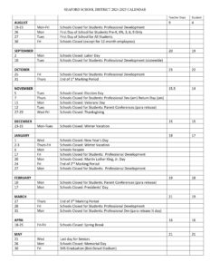 SEAFORD SCHOOL DISTRICT CALENDAR DE 24-25