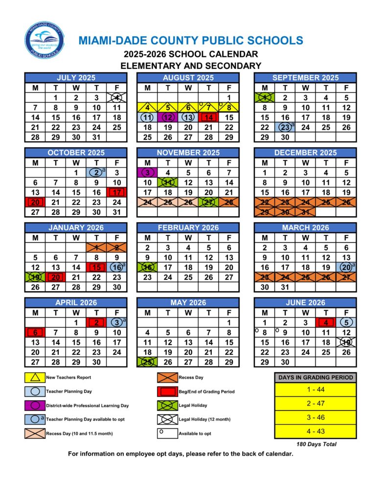 miami dade county school calendar 25-26