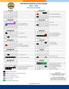 LEE COUNTY FL SCHOOLS CALENDAR 25-26