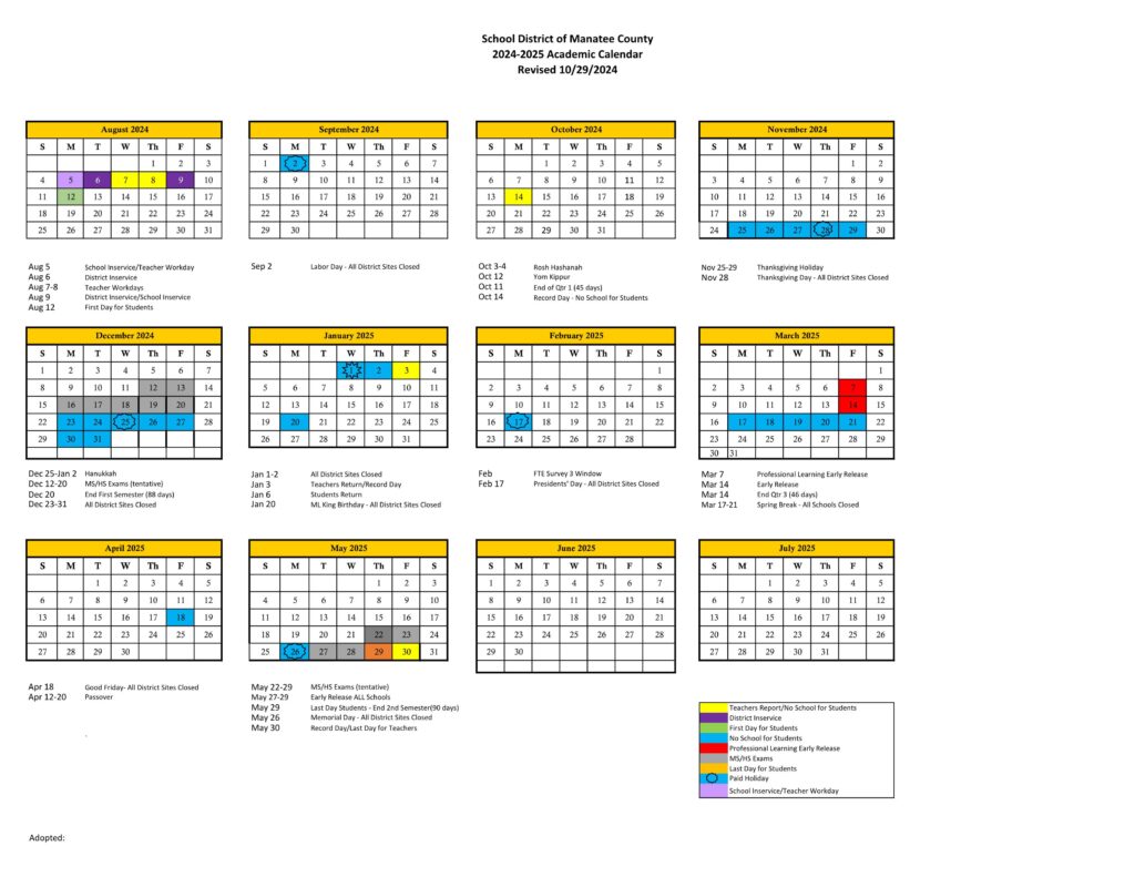 MANATEE COUNTY SCHOOLS CALENDAR 25-26