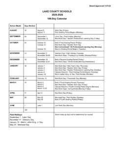 Lake County Schools FL Calendar 25-26