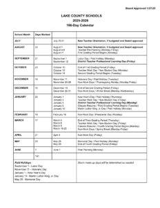 Lake County Schools FL Calendar 25-26