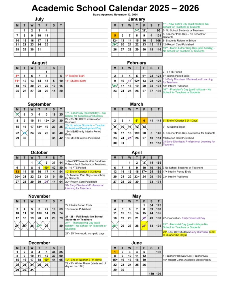 COLLIER COUNTY SCHOOLS CALENDAR 25-26