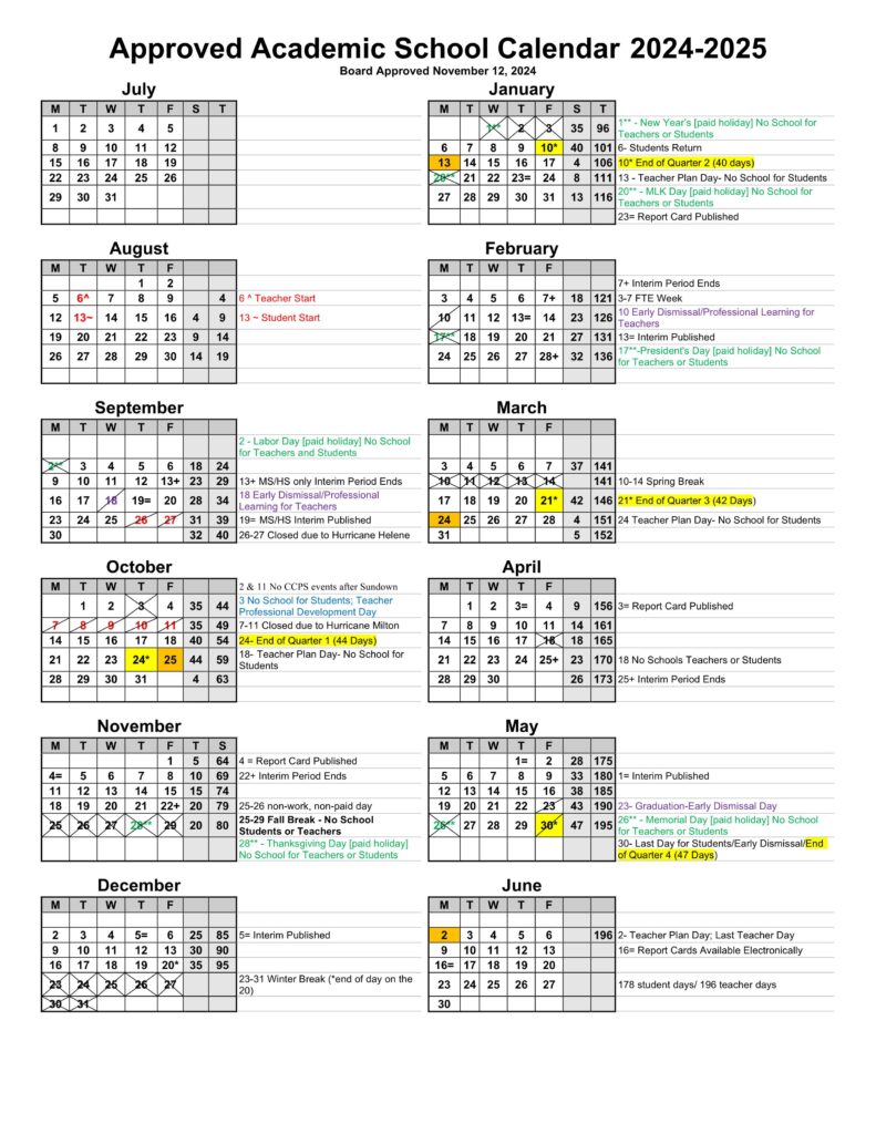 COLLIER COUNTY SCHOOLS CALENDAR 24-25
