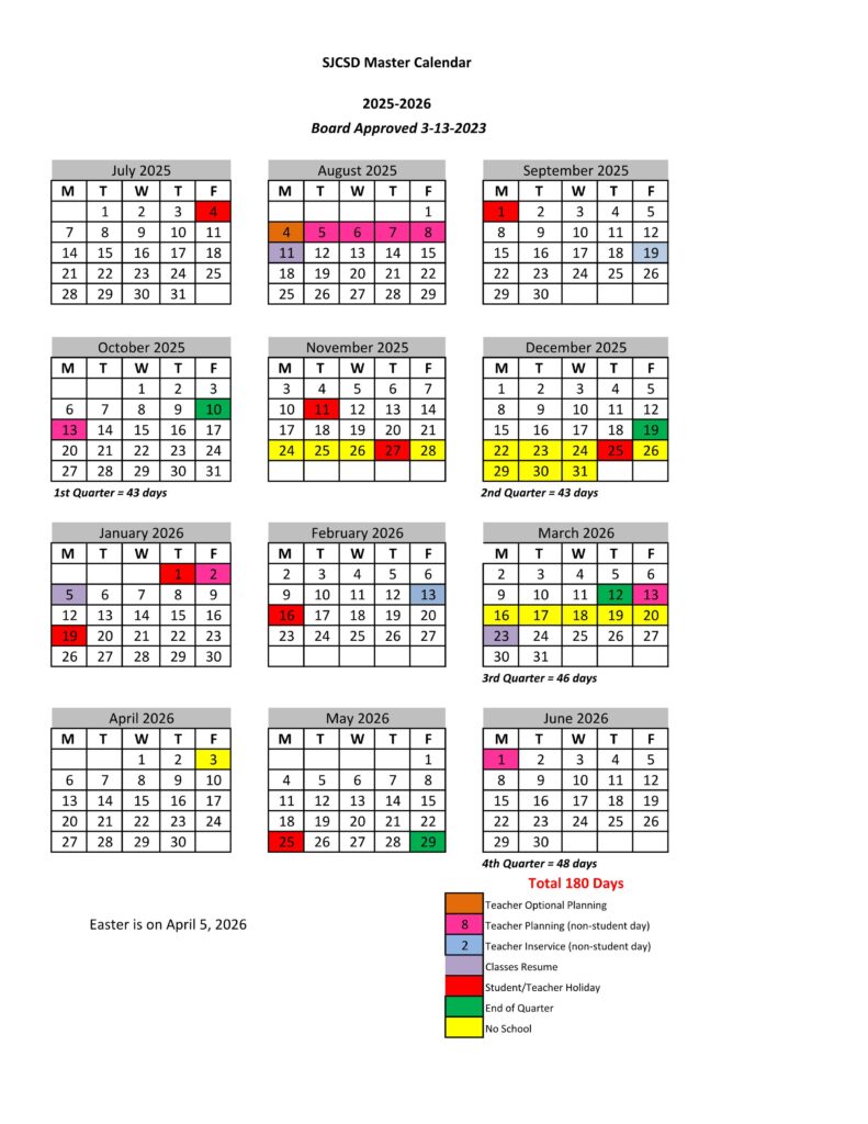 st johns fl school calendar 25-26