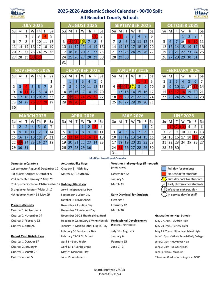 beaufort county sc school calendar