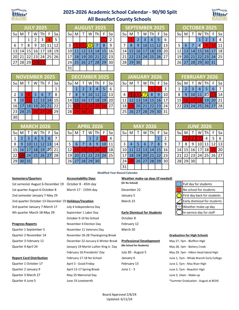 beaufort county sc school calendar