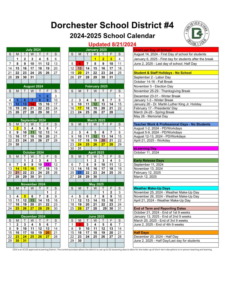 dorchestor county sc school calendar district