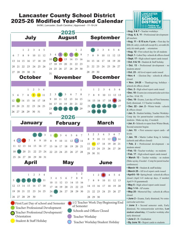 lancaster county sc school calendar