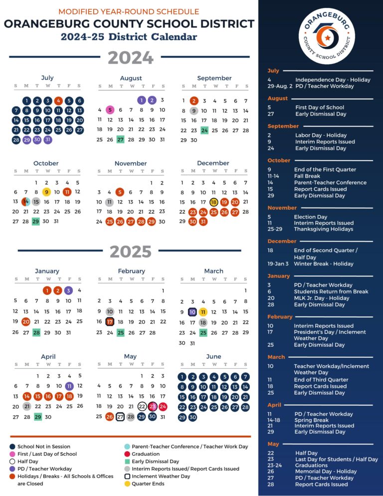 Orangeburg County School Calendar