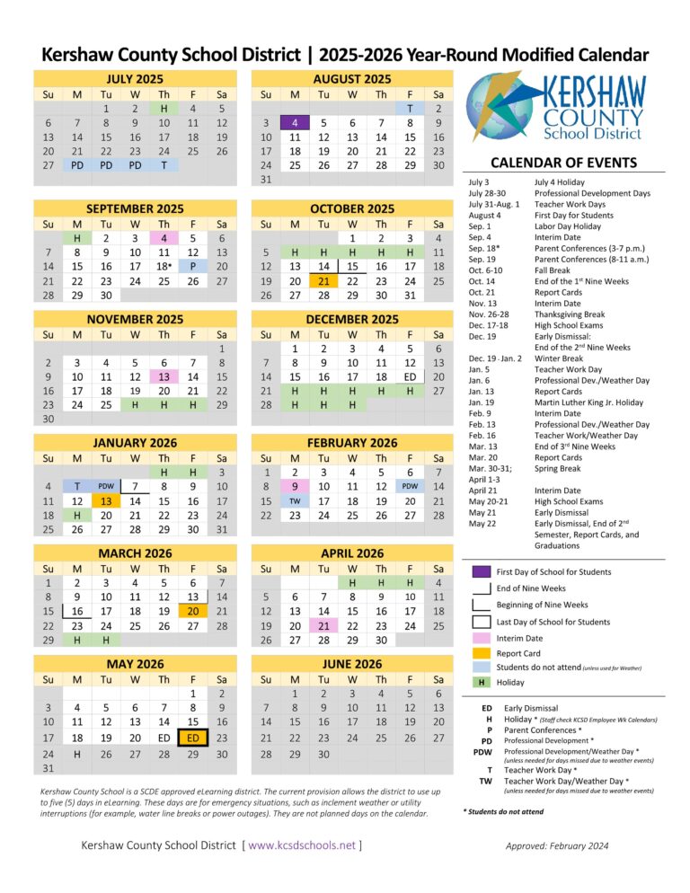 kershaw county school calendar 25-26
