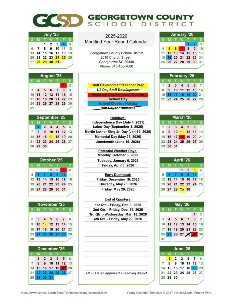 georgetown school calendar 25-26