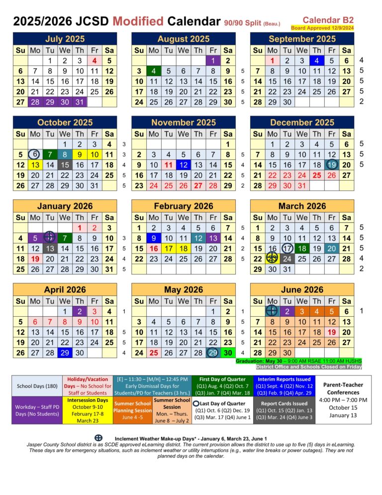 jasper county schools calendar 25-26