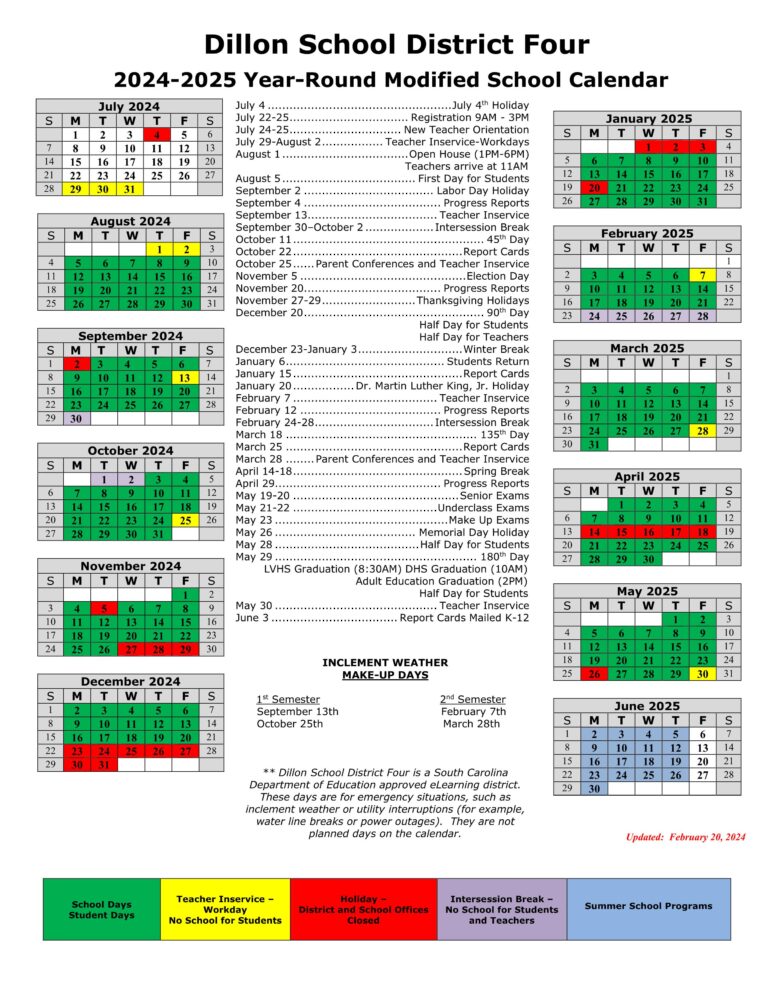 dillon county sc schools calendar