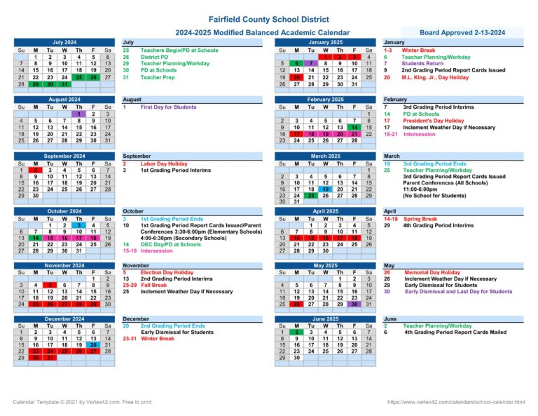 fairfield county sc school calendar