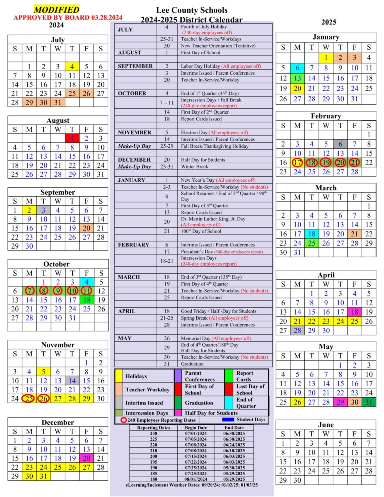 lee county sc school calendar