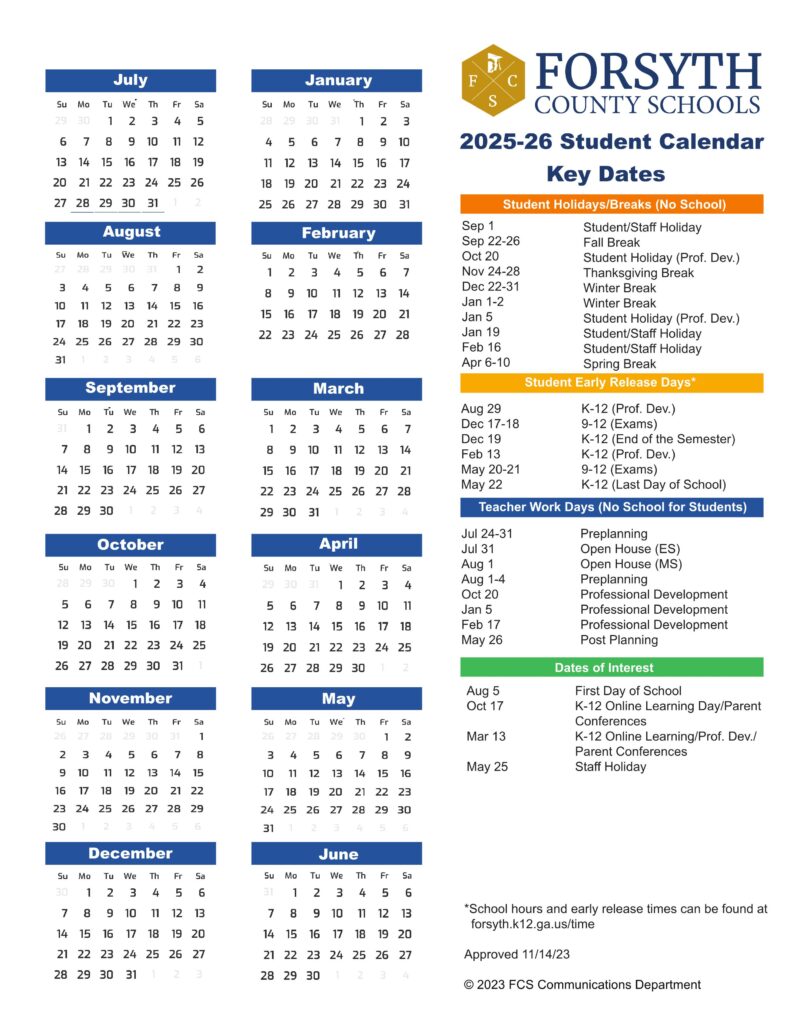forsyth county school calendar 25-26