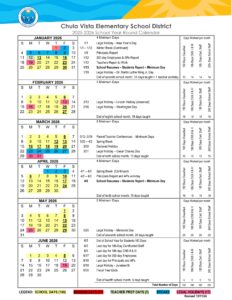 Chula Vista Elementary School District Calendar 25-26