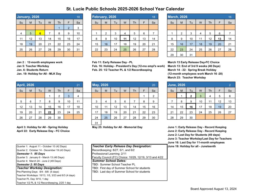 st lucie public schools calendar 25-26