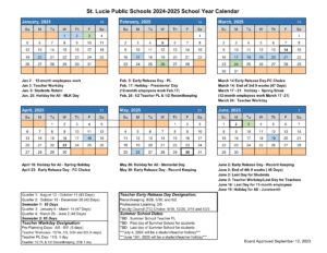 St. Lucie County school calendar 25-26