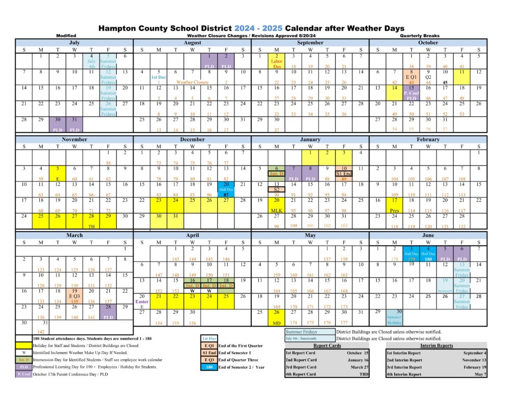 hampton county sc school calendar