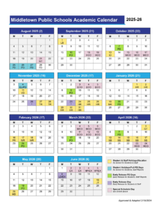 Middletown Public schools Calender 25-26