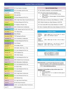 Middletown Public schools Calender 25-26
