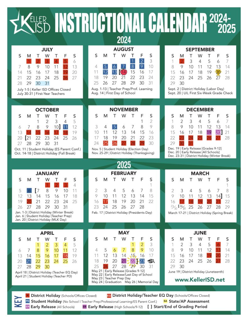keller isd schools calendar 24-25