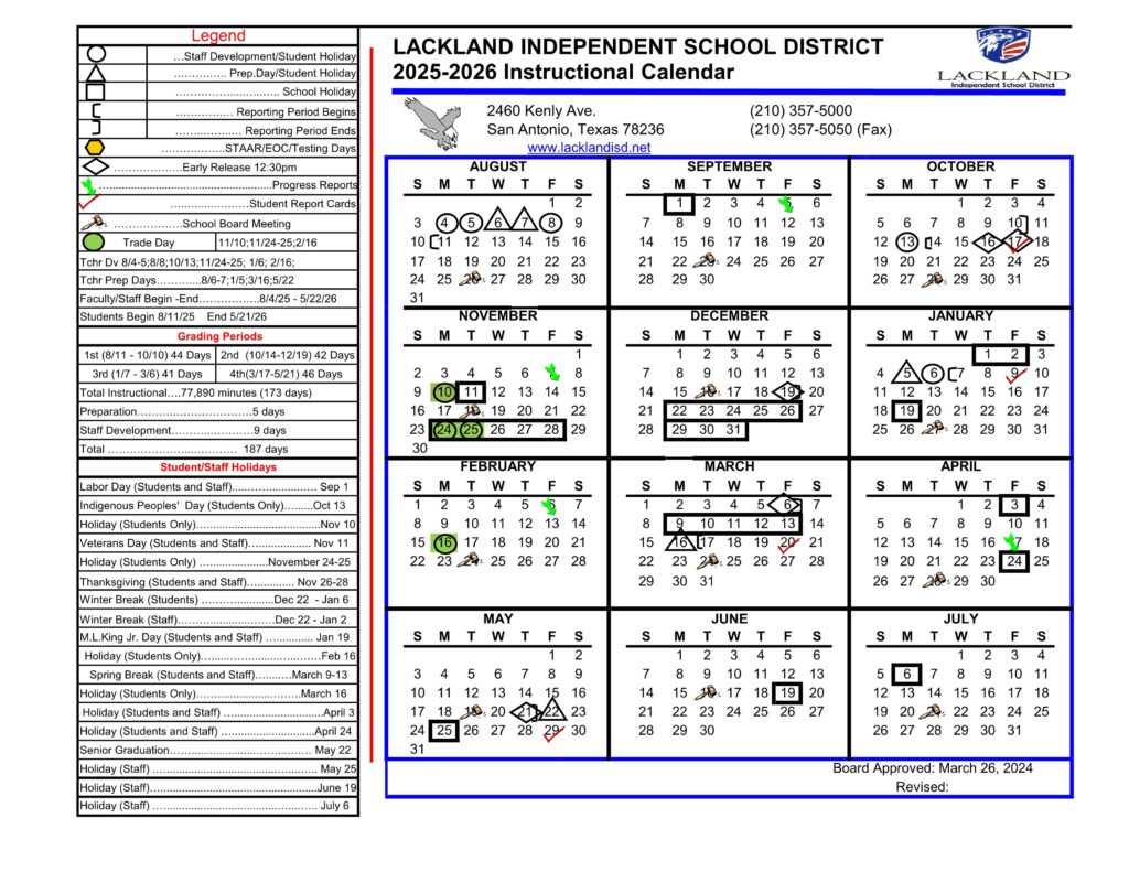 LACKLAND ISD CALENDAR 25-26