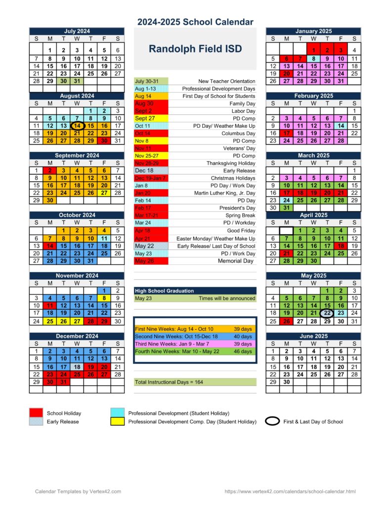 RANDOLPH FIELD ISD SCHOOL CALENDAR 24-25