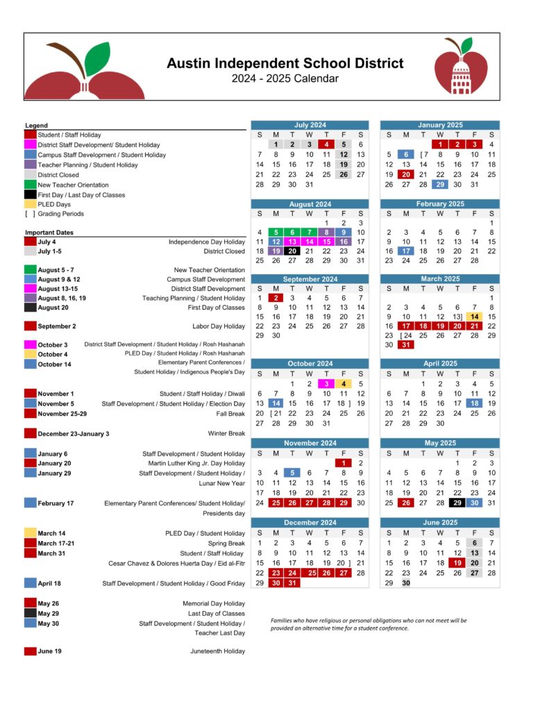 AUSTIN ISD SCHOOL CALENDAR 24-25