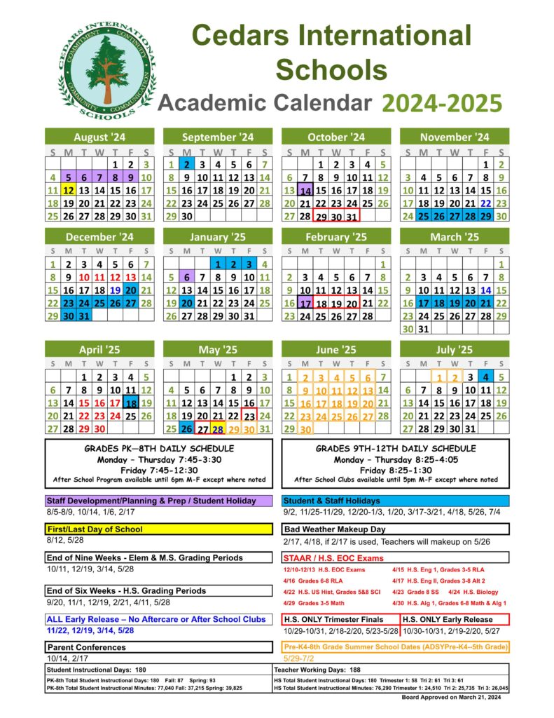 CEDARS INTERNATIONAL ACADEMY CALENDAR 25-26