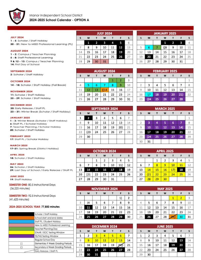 MANOR ISD SCHOOLS CALENDAR 24-25