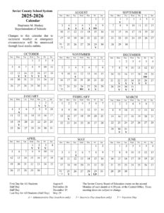 Sevier County Schools Calendar 25-26