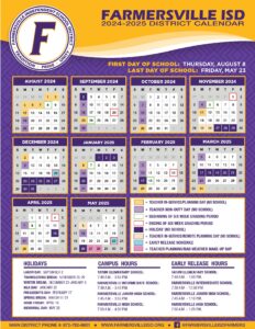 FARMERSVILLE ISD SCHOOL CALENDAR 24-25