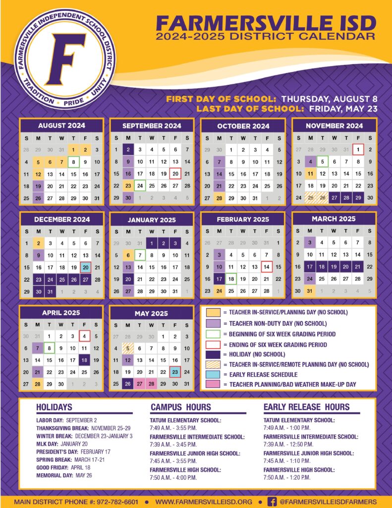 FARMERSVILLE ISD SCHOOL CALENDAR 24-25