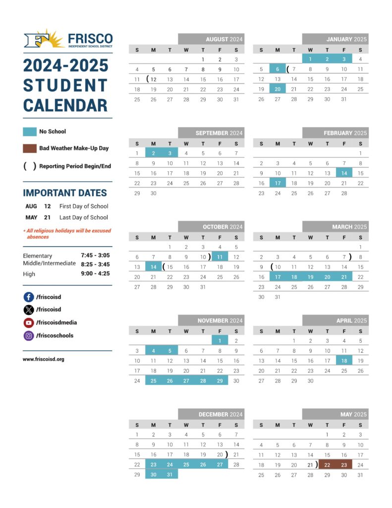 FRISCO ISD SCHOOL CALENDAR 24-25