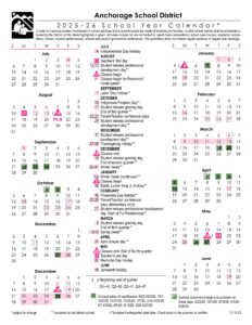 Anchorage schools District calendar 25-26