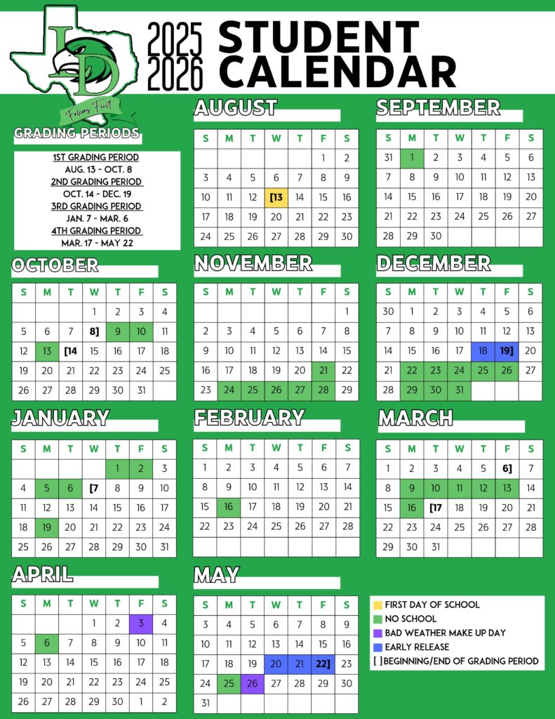 LAKE DALLAS ISD SCHOOL CALENDAR 25-26