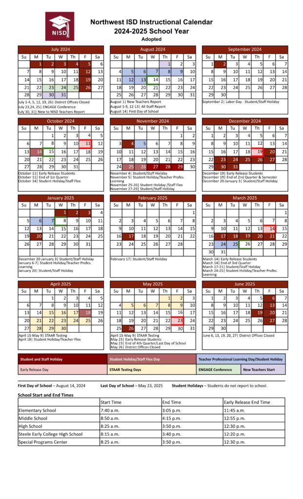 Northwest isd school calendar 24-25