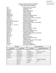 Union County fl Schools Calendar 24-25