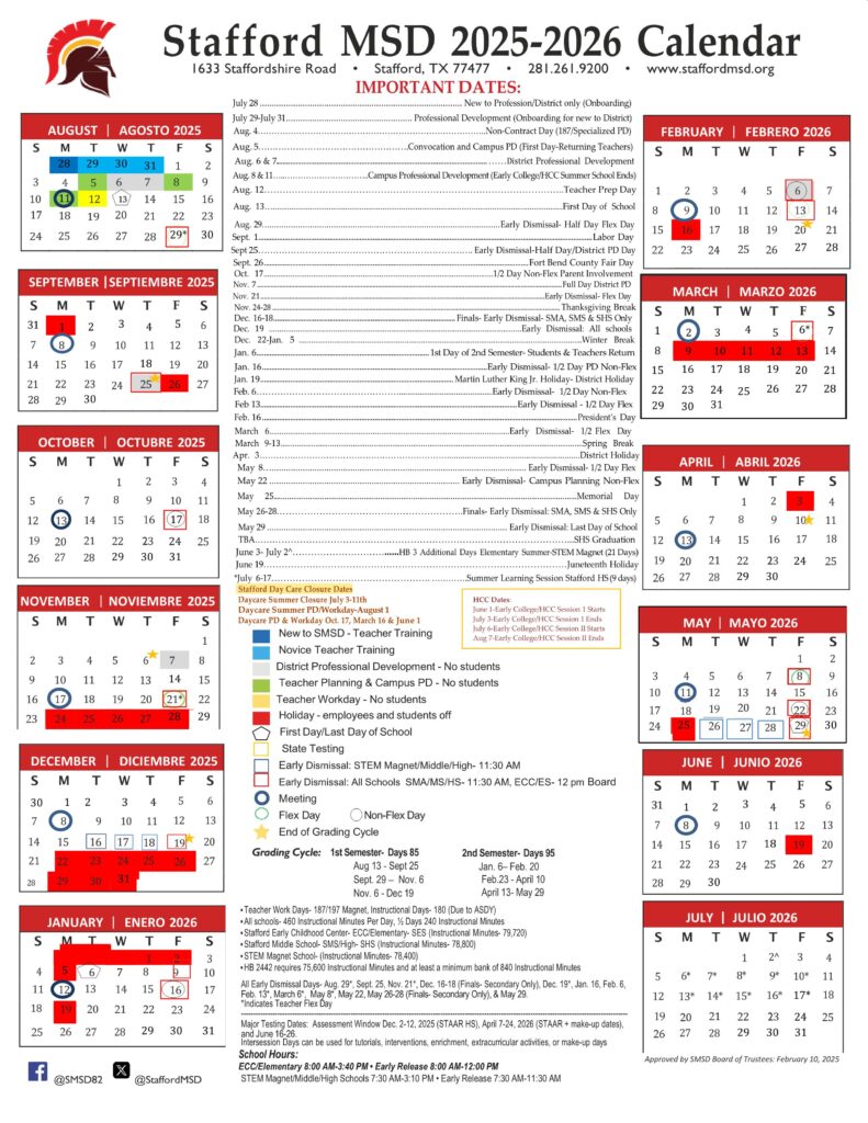 STAFFORD SMSD SCHOOL CALENDAR 25-26