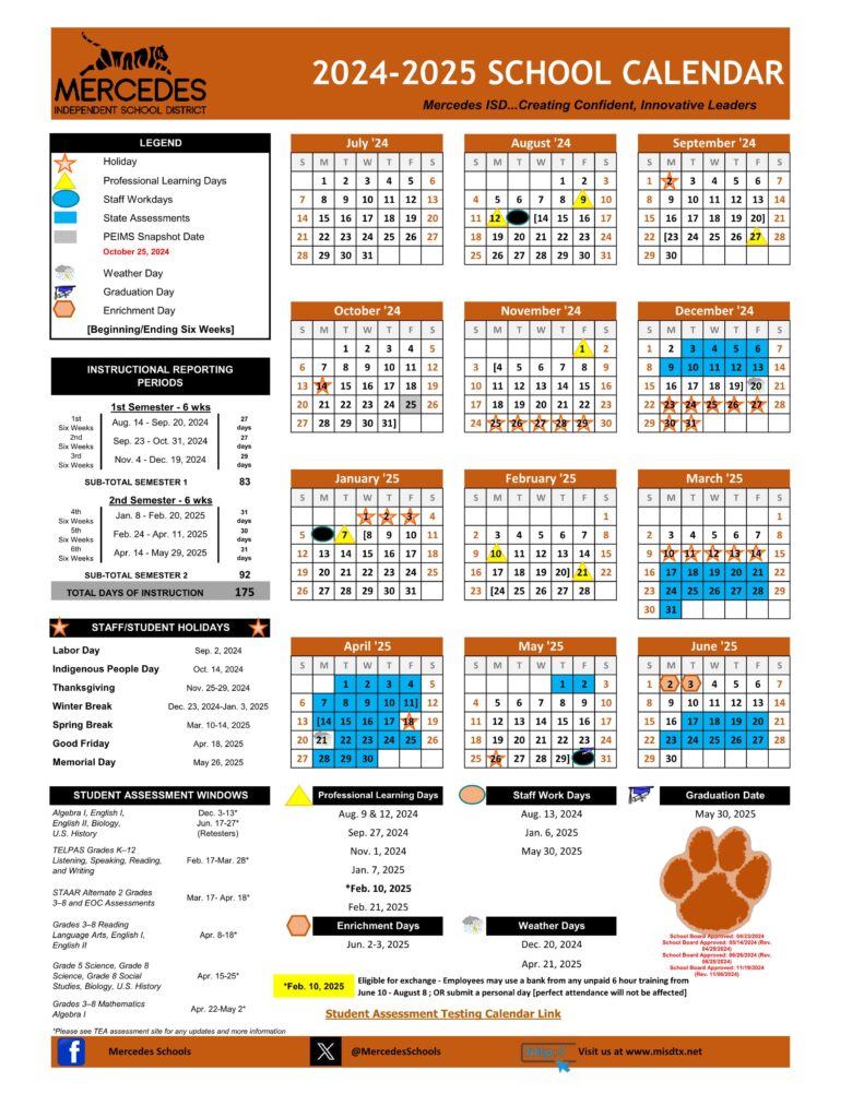 MERCEDES ISD SCHOOL CALENDAR 24-25