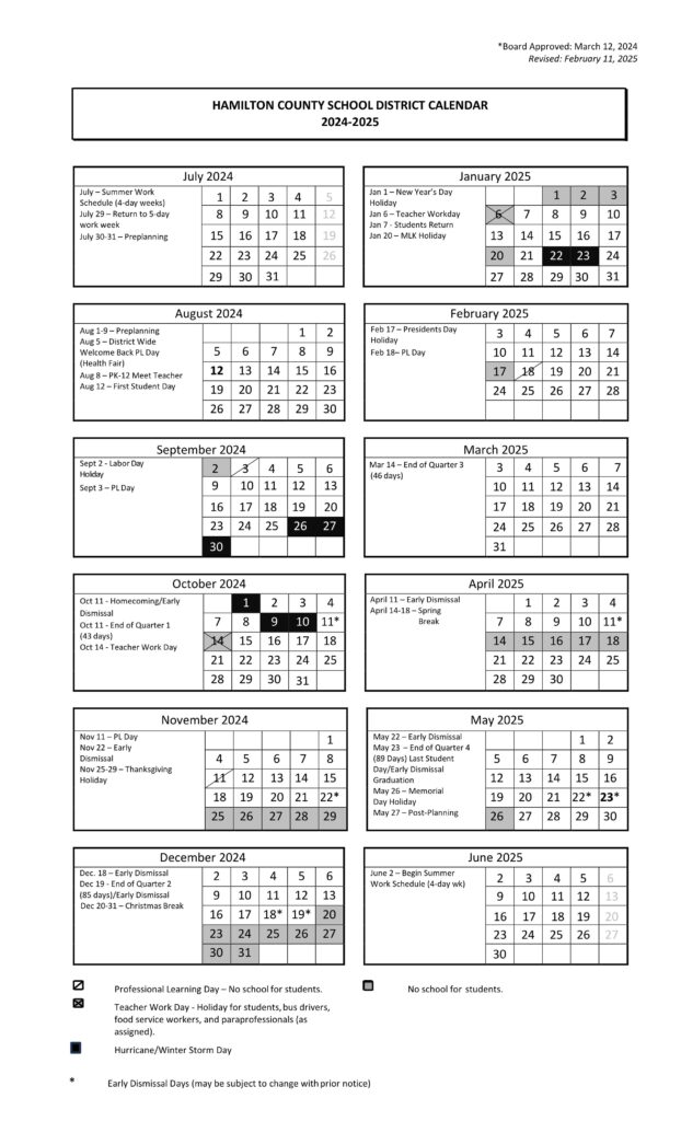 HAMILTON COUNTY FL SCHOOLS CALENDAR 24-25