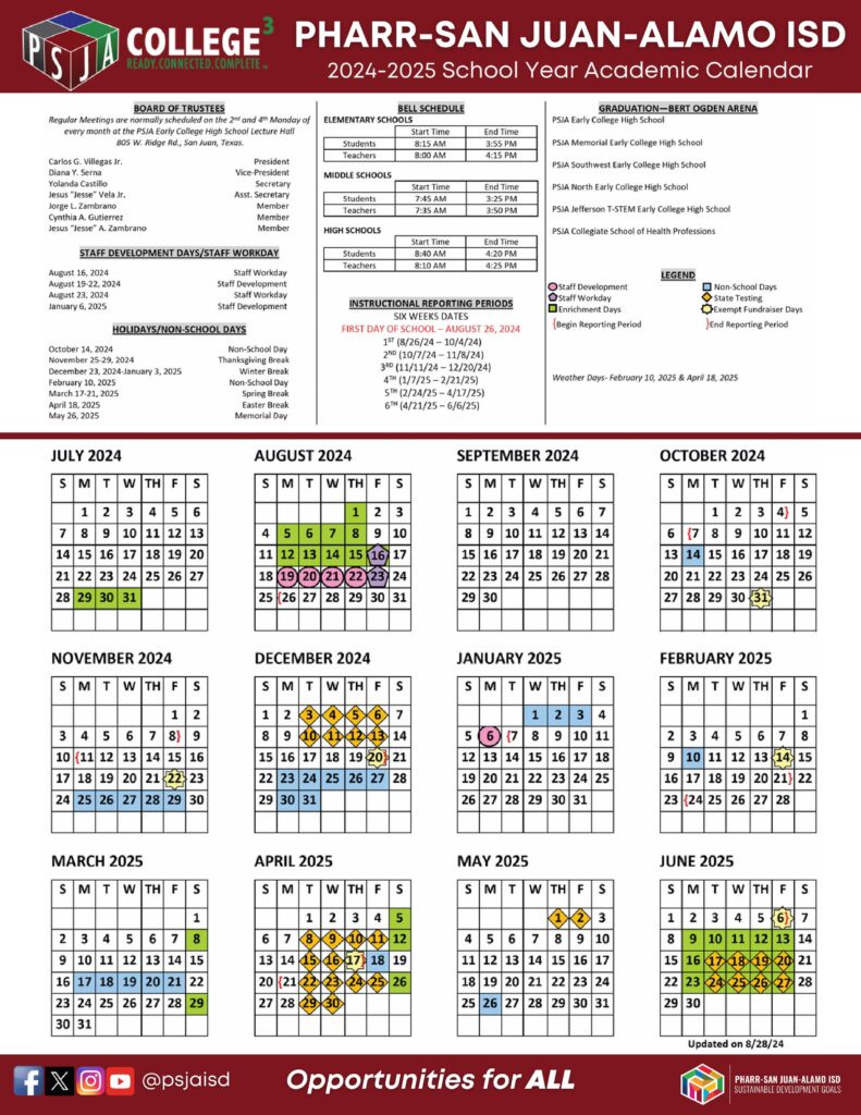 PHARR-SAN JUAN-ALAMO ISD psja calendar 24-25