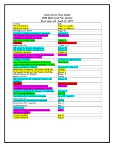 Calhoun County Schools calendar 24-25