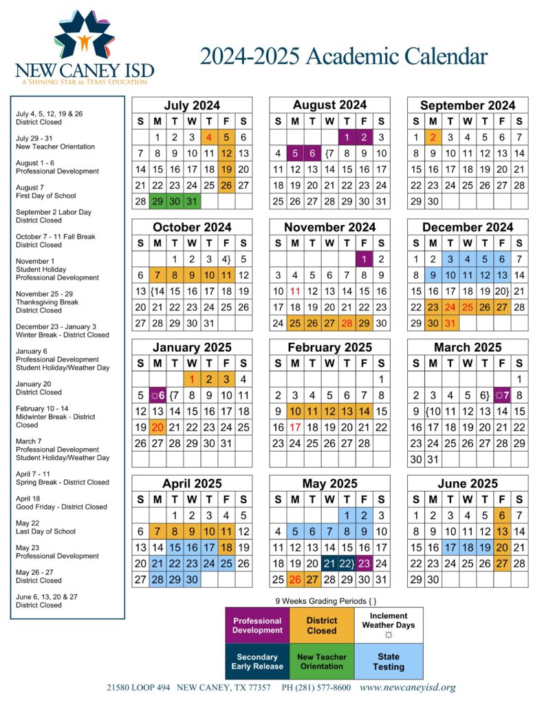 NEW CANEY ISD SCHOOL CALENDAR 24-25